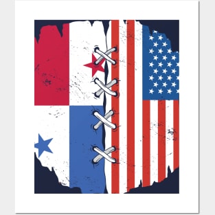 Proud Panamanian American Heritage // Panama & USA Flags Posters and Art